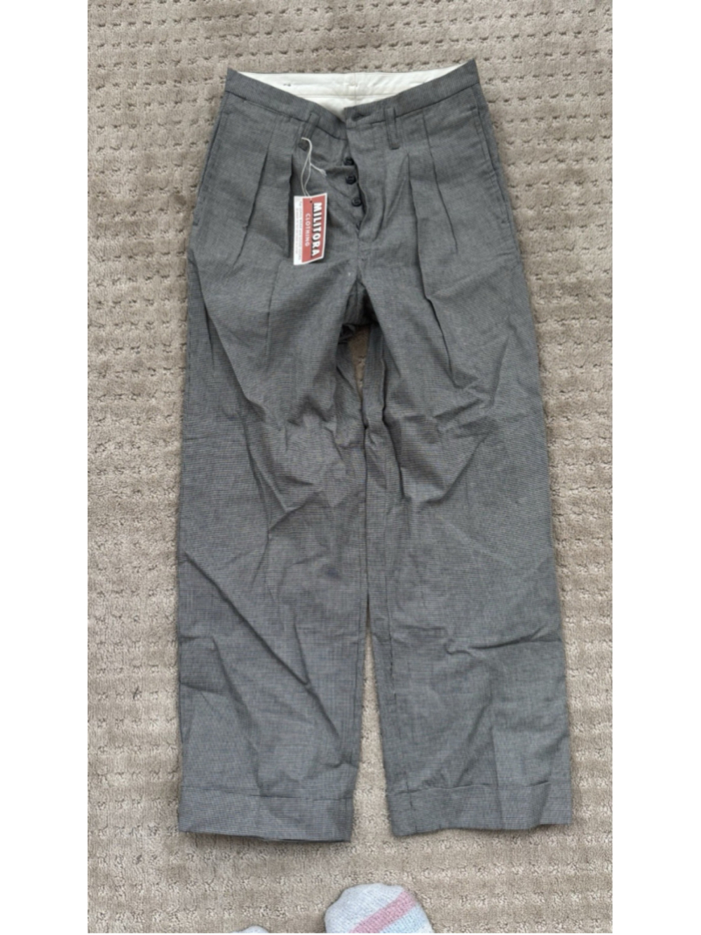 Old Money Chino Trousers Militora Size 28x28 S Dark Gray Houndstooth